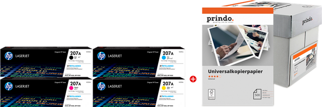 HP + Prindo Universal Papier 2500 Blatt Schwarz / Cyan / Magenta / Gelb / Weiss Value Pack 207A MCVP 01