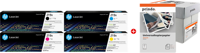 HP + Prindo Universal Papier 2500 Blatt Schwarz / Cyan / Magenta / Gelb / Weiss Value Pack 219X MCVP