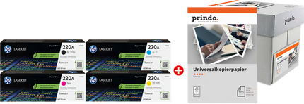 HP + Prindo Universal Papier 2500 Blatt Schwarz / Cyan / Magenta / Gelb / Weiss Value Pack 220A MCVP