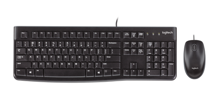 Logitech MK120 Tastatur-Maus-Set mit Kabel Schwarz