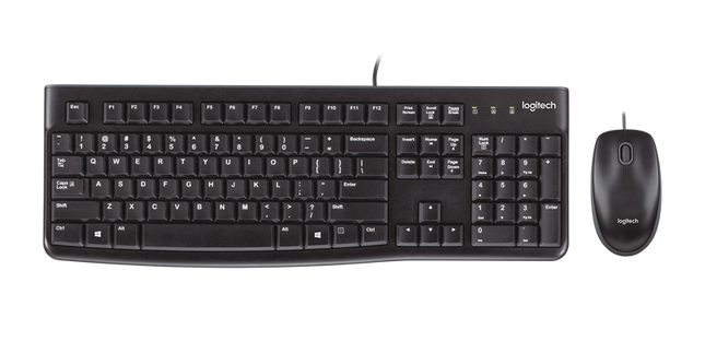 Logitech MK120 Tastatur-Maus-Set mit Kabel Schwarz