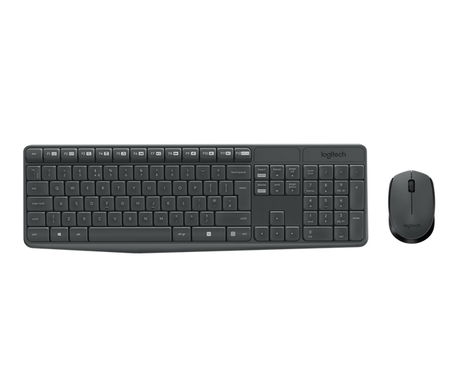 Logitech MK235 kabelloses Tastatur-Maus-Set grey