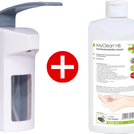 MyClean Händedesinfektionsmittel 500ml+Wandspender Weiss