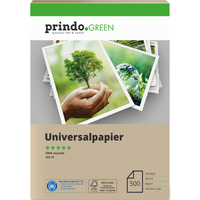 Prindo A4 Recycling Universalpapier 500 Blatt rauchweiß