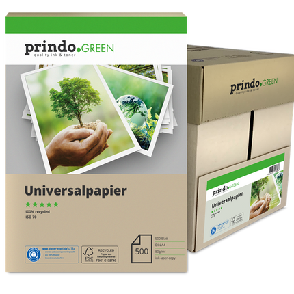 Prindo A4 Recycling Universalpapier 5x500 Blatt rauchweiß