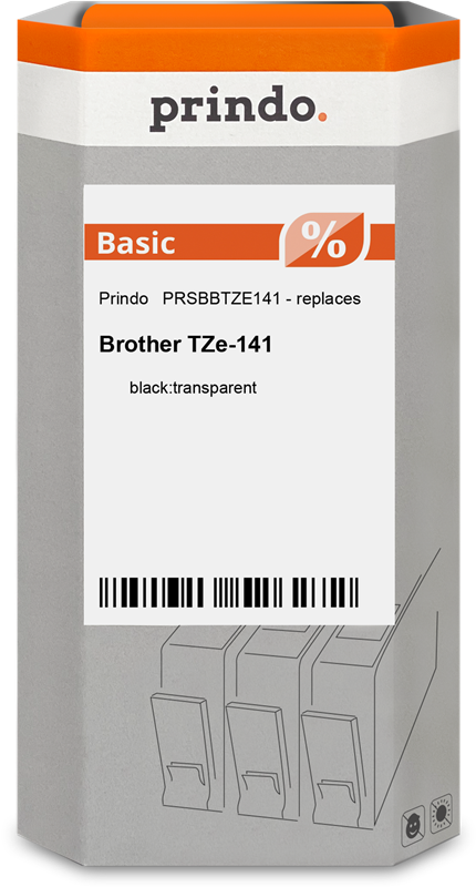 Prindo Basic Schriftband Schwarz auf Farblos (PRSBBTZE141)