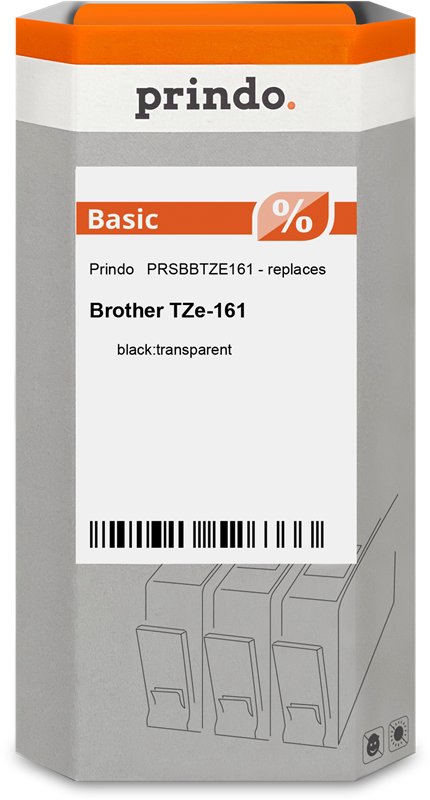 Prindo Basic Schriftband Schwarz auf Farblos (PRSBBTZE161)