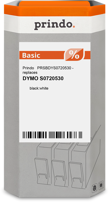 Prindo Basic Schriftband Schwarz auf Weiß (PRSBDYS0720530)