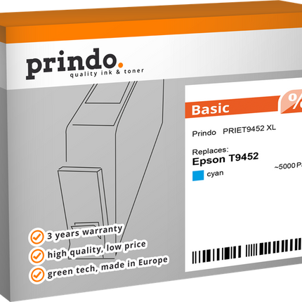 Prindo Basic XL Cyan Druckerpatrone PRIET9452