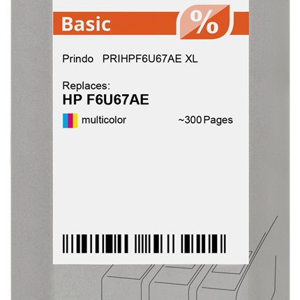 Prindo Basic XL mehrere Farben Druckerpatrone PRIHPF6U67AE