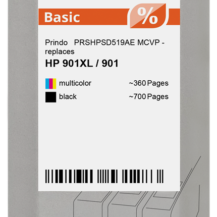Prindo Basic XL Multipack Schwarz / mehrere Farben (PRSHPSD519AE MCVP)