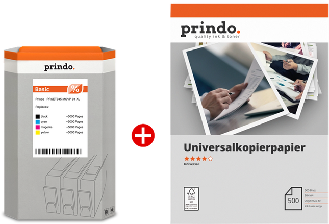 Prindo Basic XL Schwarz / Cyan / Magenta / Gelb / Weiss Value Pack