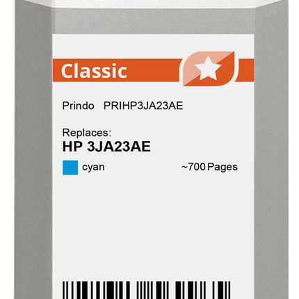 Prindo Classic Cyan Druckerpatrone PRIHP3JA23AE