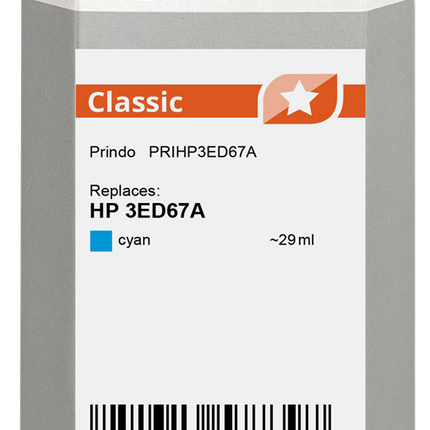 Prindo Classic Cyan Druckerpatrone PRIHP3ED67A