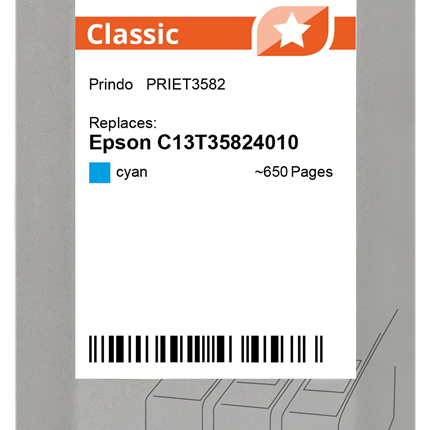 Prindo Classic Cyan Druckerpatrone PRIET3582
