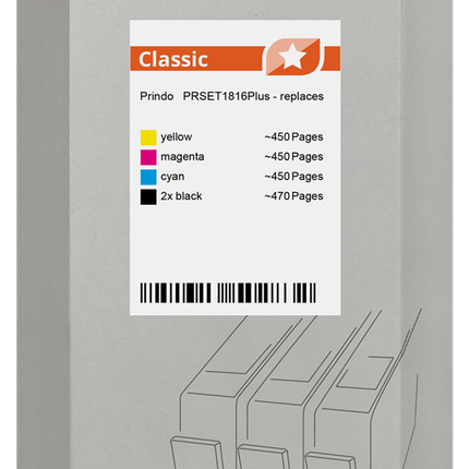 Prindo Classic Multipack Schwarz / Cyan / Magenta / Gelb (PRSET1816Plus)