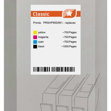 Prindo Classic Multipack Schwarz / Cyan / Magenta / Gelb (PRSHP950/951)