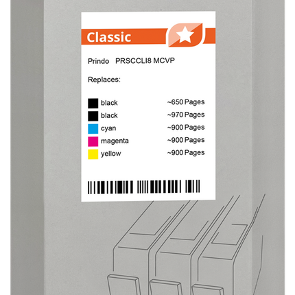 Prindo Classic Multipack Schwarz / Cyan / Magenta / Gelb (PRSCCLI8 MCVP)