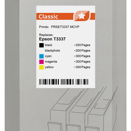 Prindo Classic Multipack Schwarz / Cyan / Magenta / Gelb (PRSET3337 MCVP)