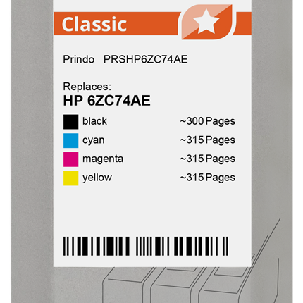 Prindo Classic Multipack Schwarz / Cyan / Magenta / Gelb (PRSHP6ZC74AE)