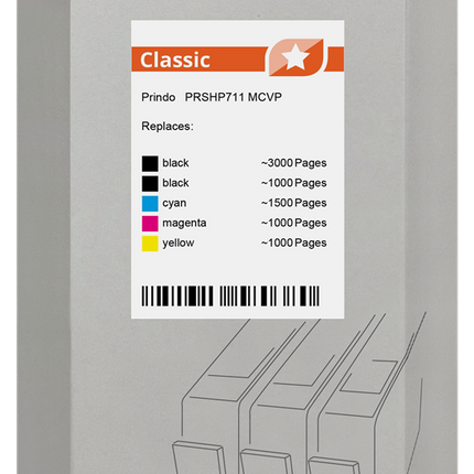 Prindo Classic Multipack Schwarz / Cyan / Magenta / Gelb (PRSHP711 MCVP)