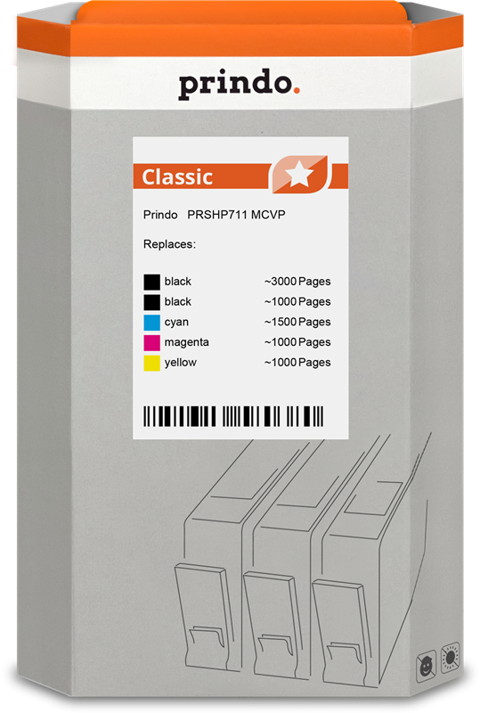 Prindo Classic Multipack Schwarz / Cyan / Magenta / Gelb (PRSHP711 MCVP)