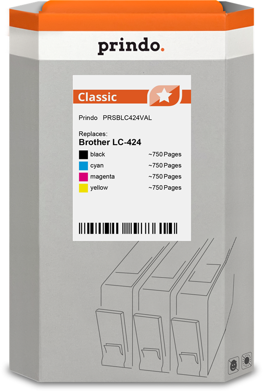 Prindo Classic Multipack Schwarz / Cyan / Magenta / Gelb (PRSBLC424VAL)
