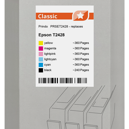 Prindo Classic Multipack Schwarz / Cyan / Magenta / Gelb / Cyan (hell) / Pink (hell) (PRSET2428)