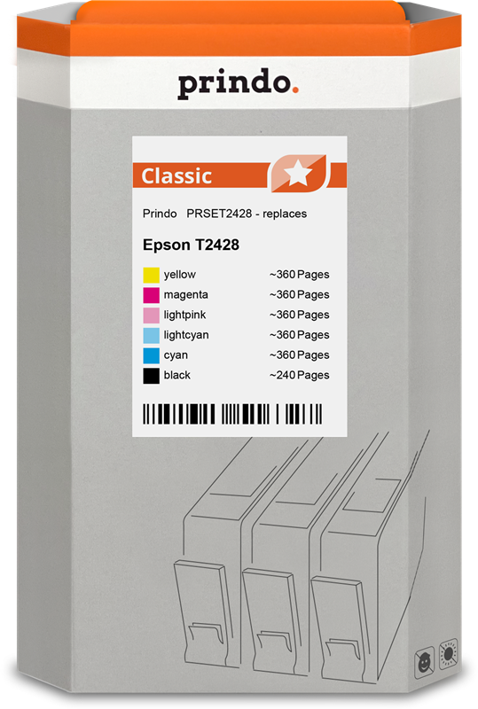 Prindo Classic Multipack Schwarz / Cyan / Magenta / Gelb / Cyan (hell) / Pink (hell) (PRSET2428)