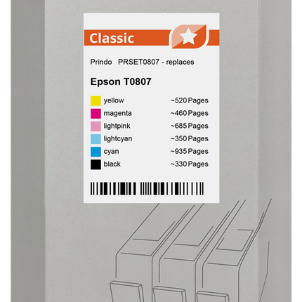Prindo Classic Multipack Schwarz / Cyan / Magenta / Gelb / Cyan (hell) / Pink (hell) (PRSET0807)