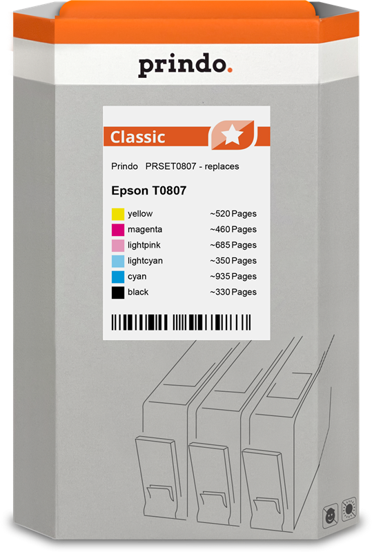 Prindo Classic Multipack Schwarz / Cyan / Magenta / Gelb / Cyan (hell) / Pink (hell) (PRSET0807)