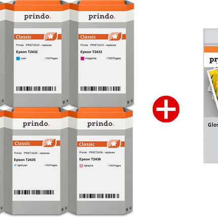 Prindo Classic Schwarz / Cyan / Magenta / Gelb / Cyan (hell) / Pink (hell) Value Pack PRSET2438 MCVP