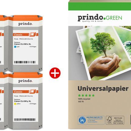 Prindo Classic Schwarz / Cyan / Magenta / Gelb Value Pack PRSCCLI581XL MCVP