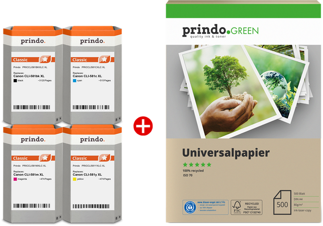 Prindo Classic Schwarz / Cyan / Magenta / Gelb Value Pack PRSCCLI581XL MCVP