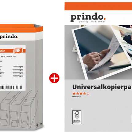Prindo Classic Schwarz / Cyan / Magenta / Gelb / Weiss Value Pack
