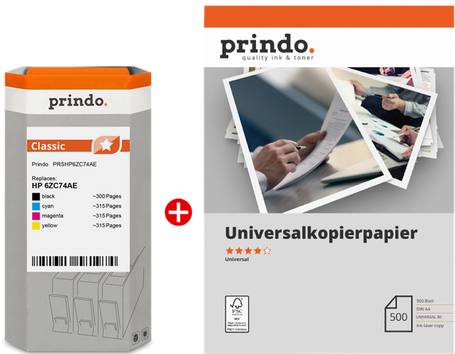 Prindo Classic Schwarz / Cyan / Magenta / Gelb / Weiss Value Pack PRSHP6ZC74AE MCVP