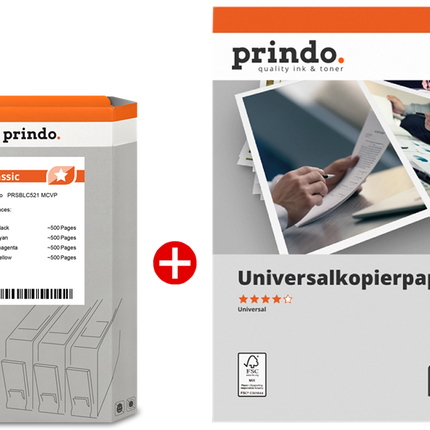 Prindo Classic Schwarz / Cyan / Magenta / Gelb / Weiss Value Pack