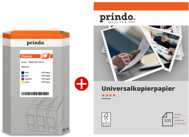 Prindo Classic Schwarz / Cyan / Magenta / Gelb / Weiss Value Pack