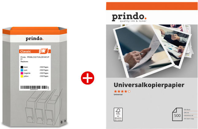 Prindo Classic Schwarz / Cyan / Magenta / Gelb / Weiss Value Pack PRSBLC3217VALDR MCVP 01