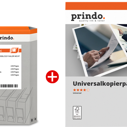 Prindo Classic Schwarz / Cyan / Magenta / Gelb / Weiss Value Pack PRSBLC3211VALDR MCVP 01