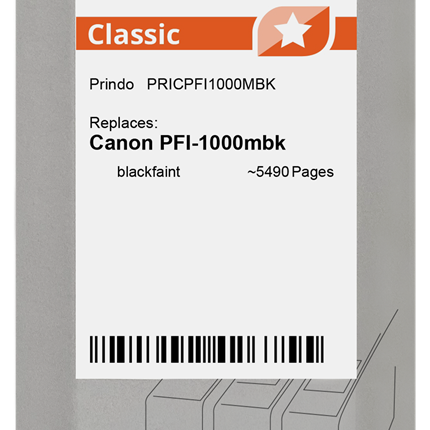 Prindo Classic Schwarz (Matt) Druckerpatrone PRICPFI1000MBK