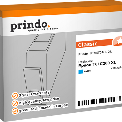 Prindo Classic XL Cyan Druckerpatrone PRIET01C2