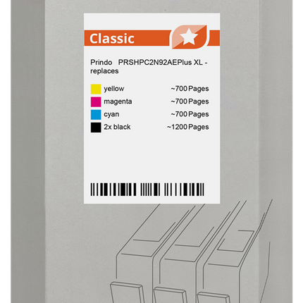 Prindo Classic XL Multipack Schwarz / Cyan / Magenta / Gelb (PRSHPC2N92AEPlus)