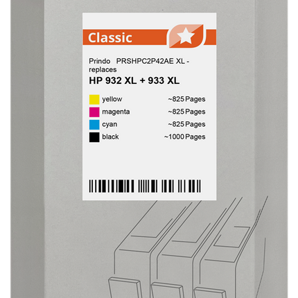 Prindo Classic XL Multipack Schwarz / Cyan / Magenta / Gelb (PRSHPC2P42AE)