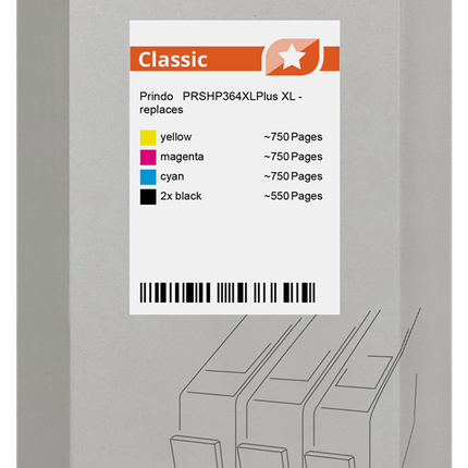 Prindo Classic XL Multipack Schwarz / Cyan / Magenta / Gelb (PRSHP364XLPlus)