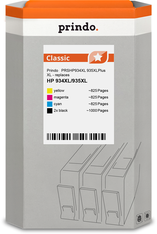 Prindo Classic XL Multipack Schwarz / Cyan / Magenta / Gelb (PRSHP934XL 935XLPlus)