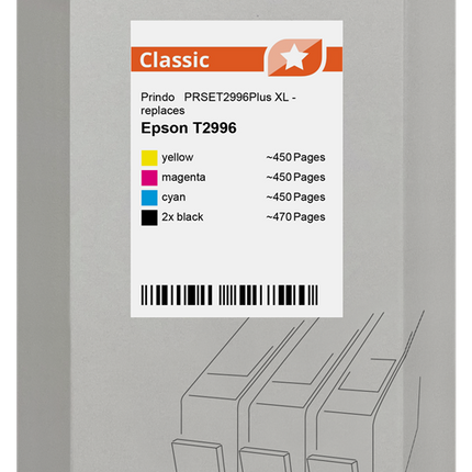 Prindo Classic XL Multipack Schwarz / Cyan / Magenta / Gelb (PRSET2996Plus)