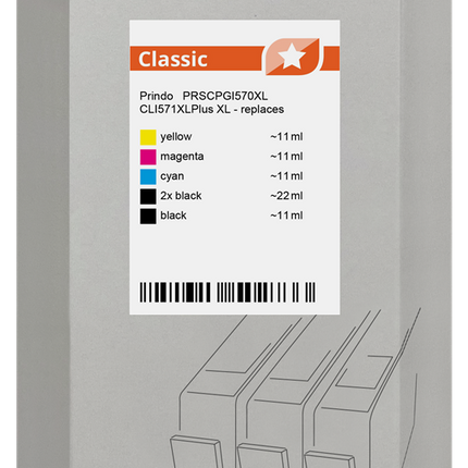 Prindo Classic XL Multipack Schwarz / Cyan / Magenta / Gelb (PRSCPGI570XL CLI571XLPlus)