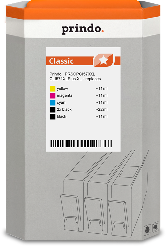 Prindo Classic XL Multipack Schwarz / Cyan / Magenta / Gelb (PRSCPGI570XL CLI571XLPlus)