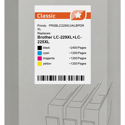 Prindo Classic XL Multipack Schwarz / Cyan / Magenta / Gelb (PRSBLC229XLVALBPDR)